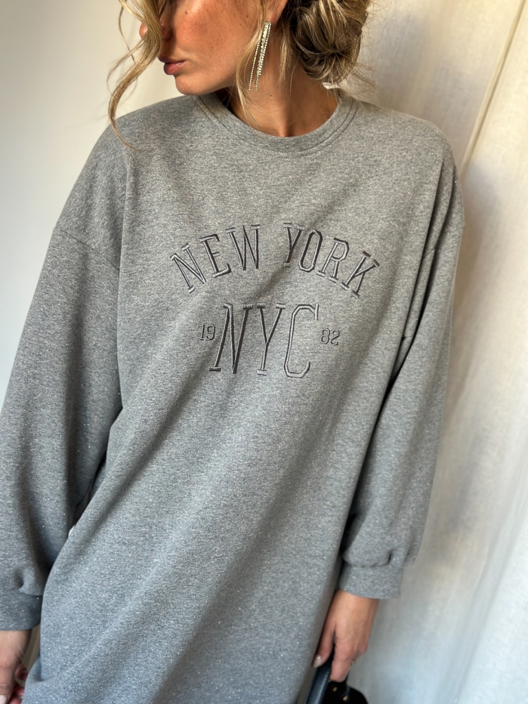 Robe sweat New York  gris fonce